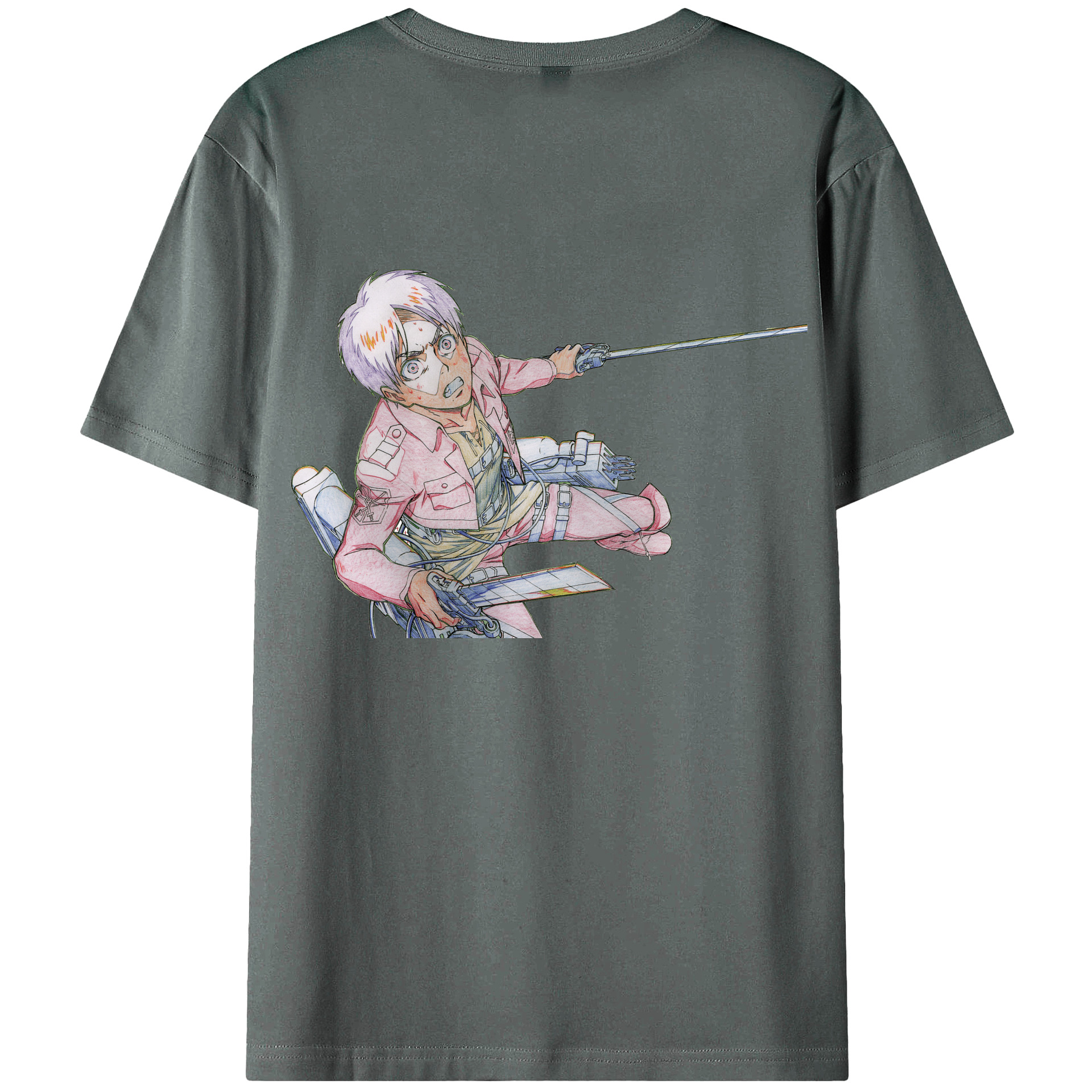 （画像用） 進撃の巨人 エレン･イェーガー Attack on Titan Eren Jäger 綿100％ メンズ半袖Tシャツ（バックプリント） 通気性